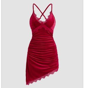 CIDER Lace Trim Slit Dress